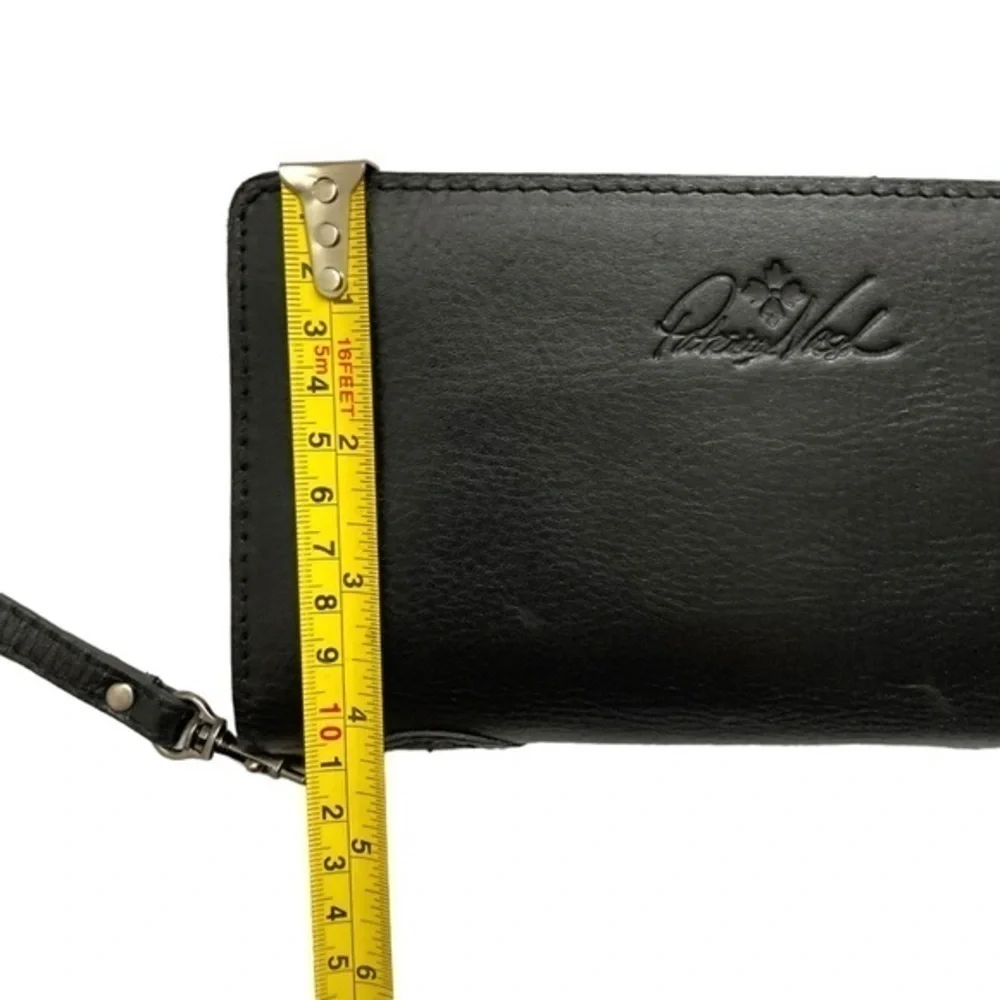 Patricia bash black leather wristlet clutch bag